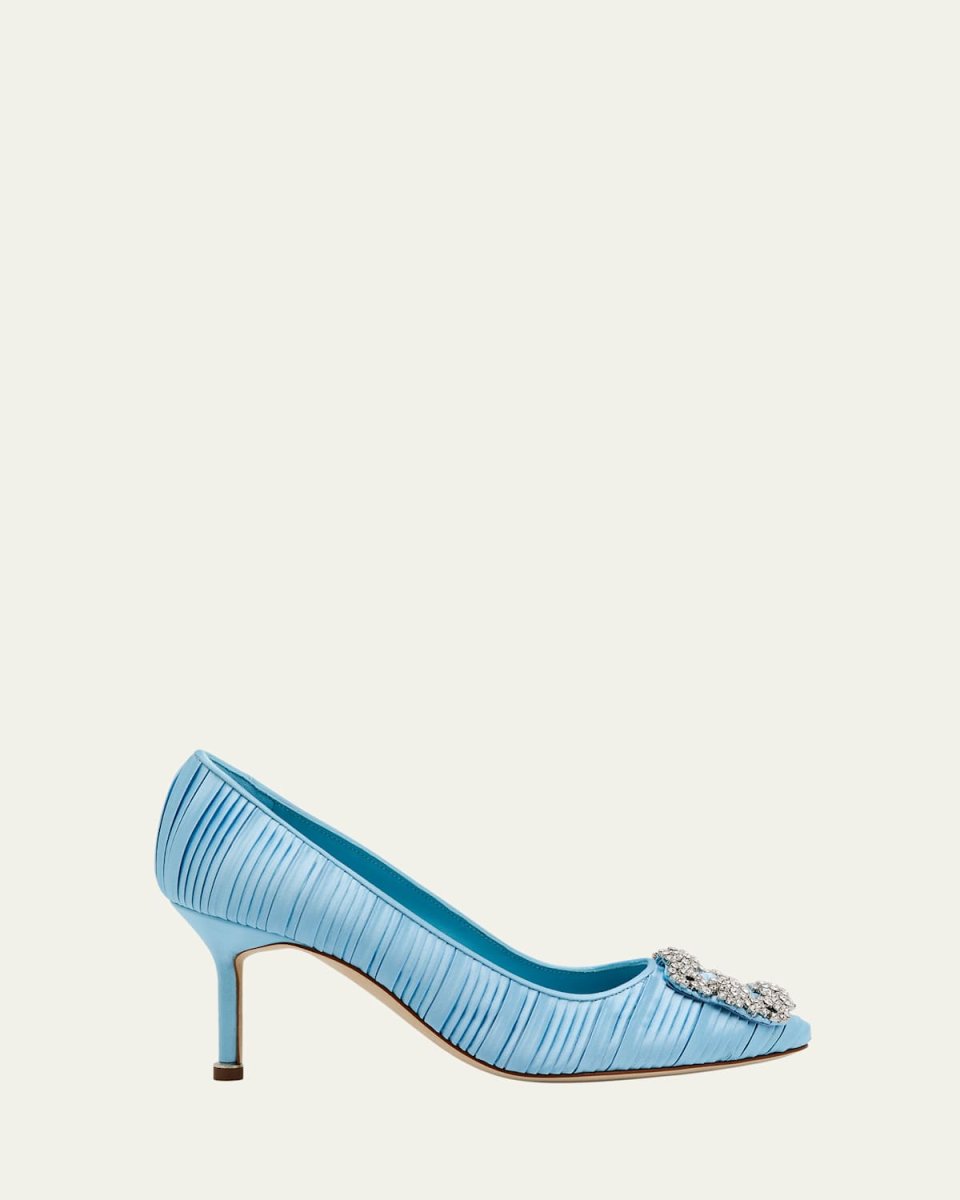 Hangisi Pleated Satin Buckle Pumps
